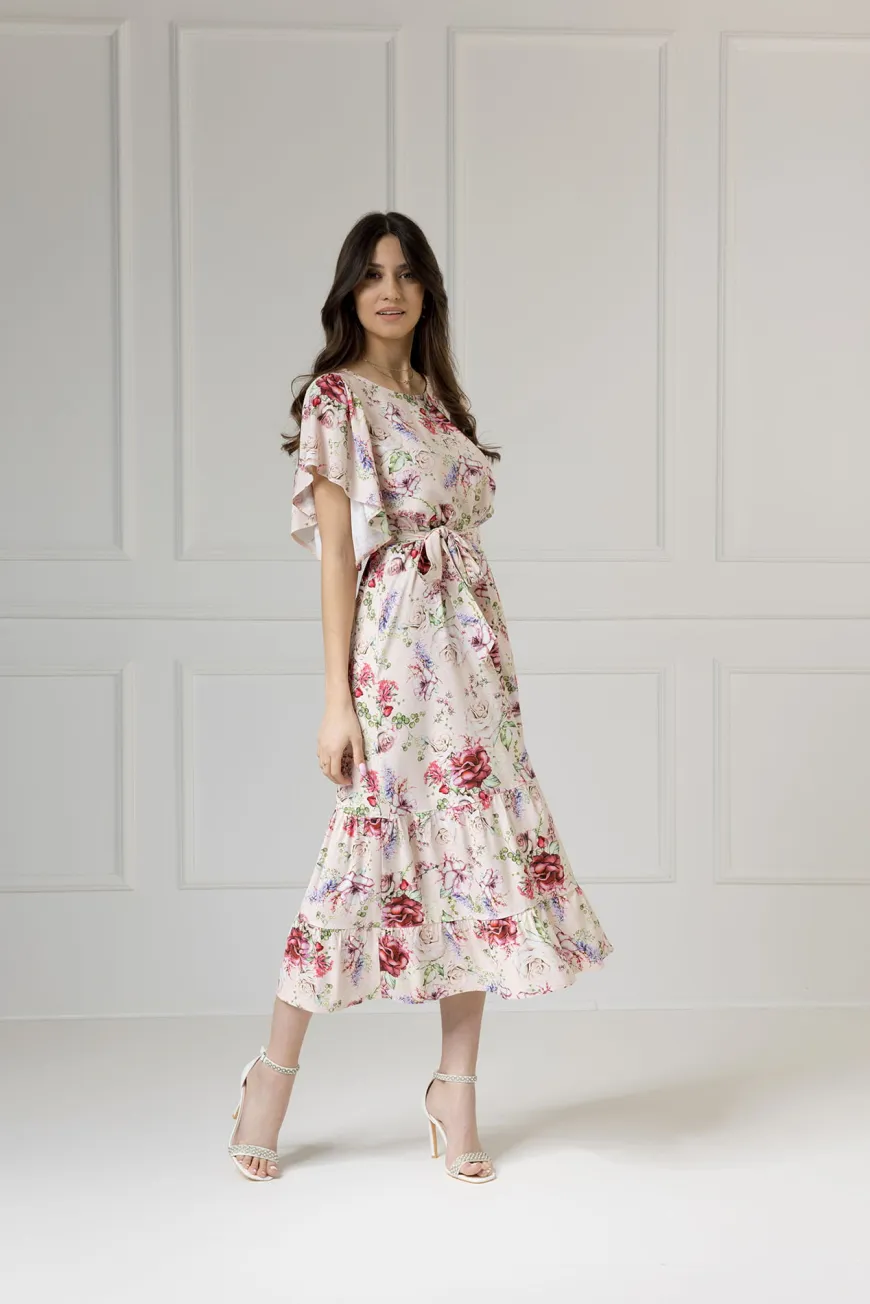 WUALAA Women - Sukienka damska midi SANVI Romantic Flowers