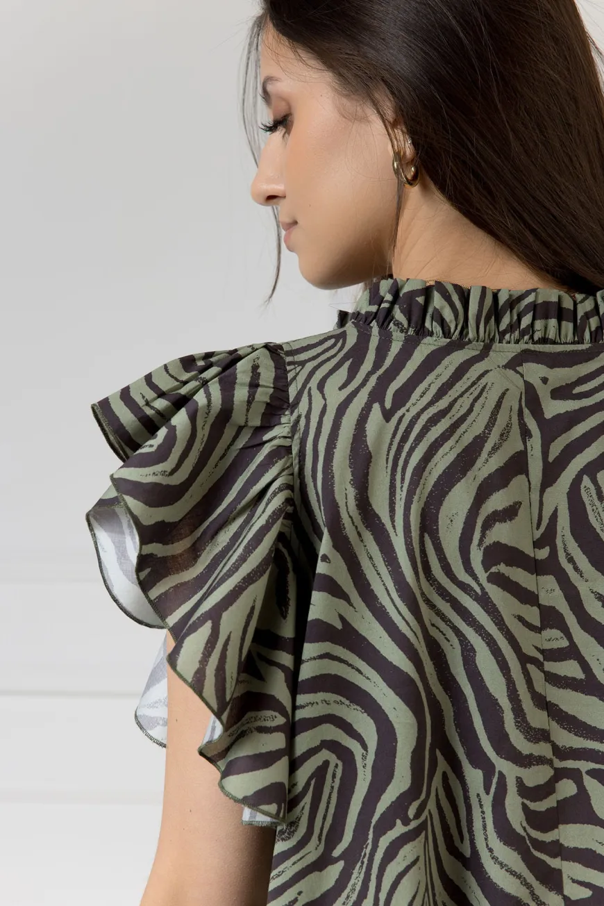 WUALAA Women - Sukienka damska ZOYA Zebra Khaki