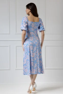 WUALAA Women - Sukienka midi CHLOE Rustic Symphony Blue/Apricot