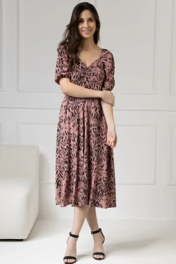 WUALAA Women - Sukienka midi CHLOE Safari Dusty Pink