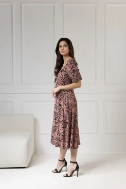 WUALAA Women - Sukienka midi CHLOE Safari Dusty Pink