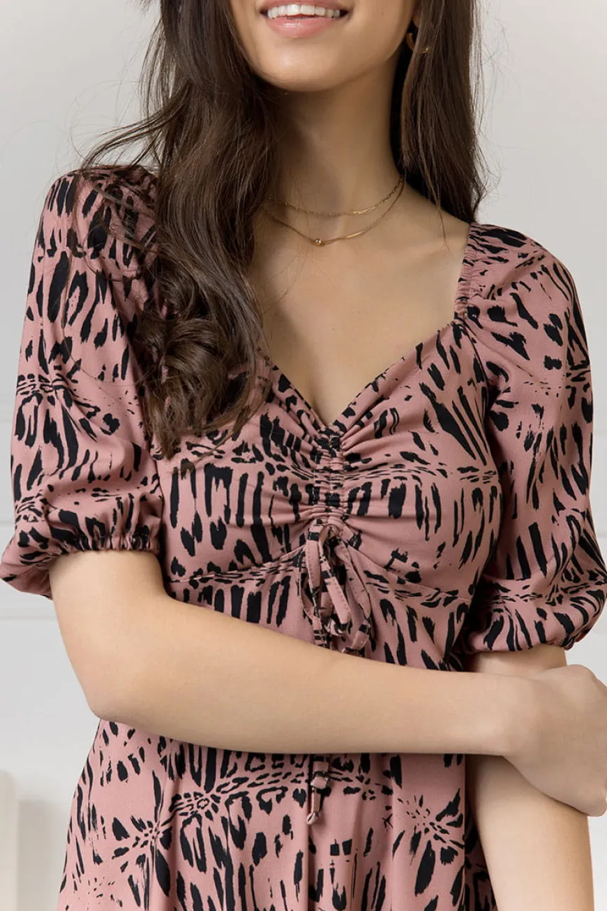 WUALAA Women - Sukienka midi CHLOE Safari Dusty Pink