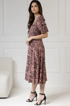 WUALAA Women - Sukienka midi CHLOE Safari Dusty Pink