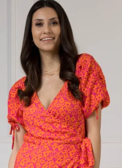 WUALAA Women - Sukienka midi KELLY Neon Flowers