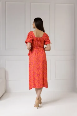 WUALAA Women - Sukienka midi KELLY Neon Flowers