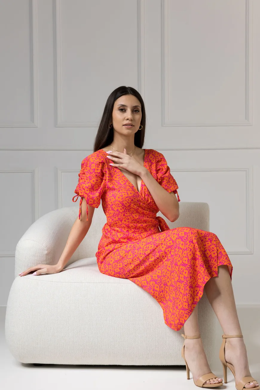WUALAA Women - Sukienka midi KELLY Neon Flowers