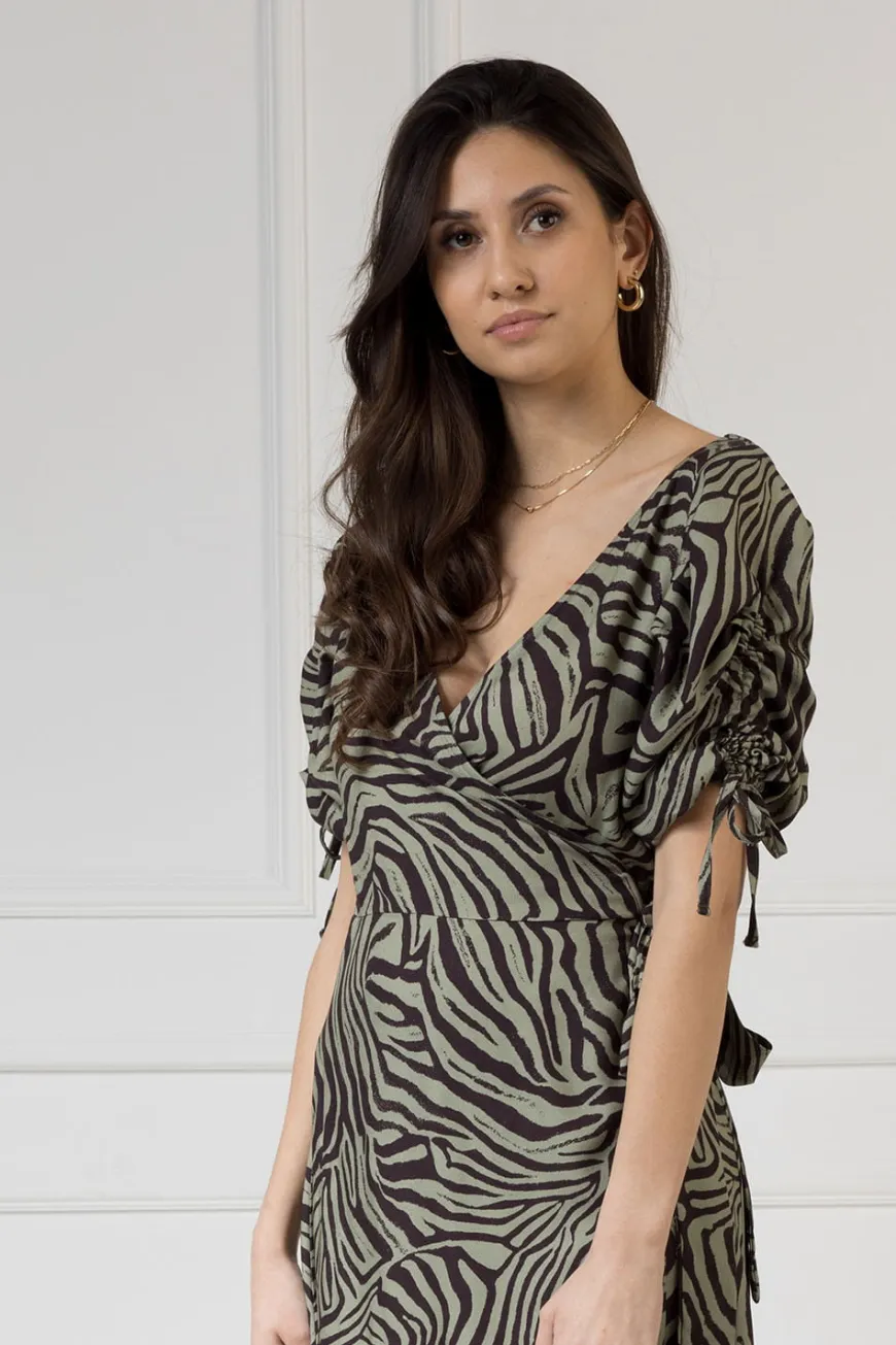 WUALAA Women - Sukienka midi KELLY Zebra Khaki
