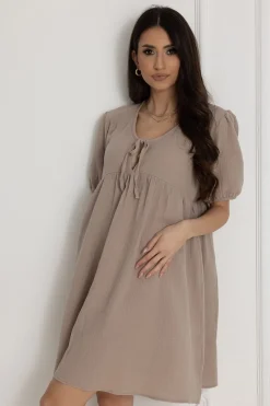 WUALAA Women - Sukienka muślinowa Silvia / Mocca